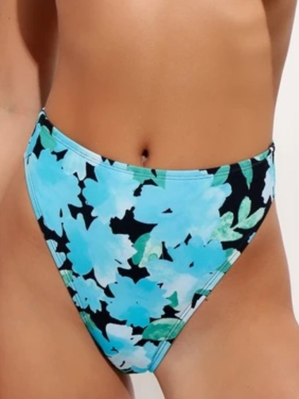 NWT: Lulus Catch Some Waves Light Blue Multi Floral High-Cut Bikini Bottoms